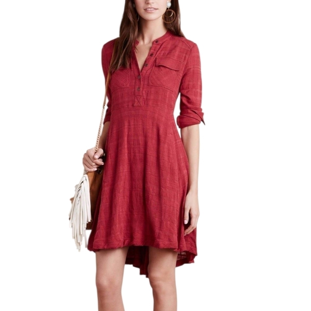 Holding Horses Red Long Sleeve Textured Red Dress Sz 2